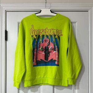 Goosebumps, Classic 90s Slappy Dummy Cover long sleeve pullover neon green S